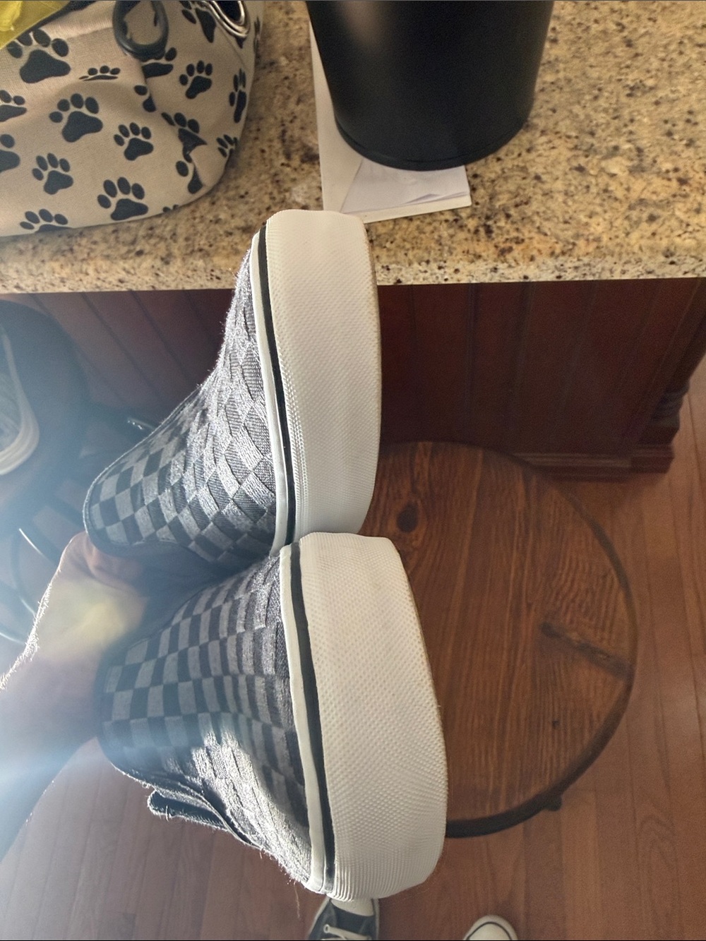 Vans Slip-On Checkerboard Sneakers in Black and Gray - Picture 5 of 5